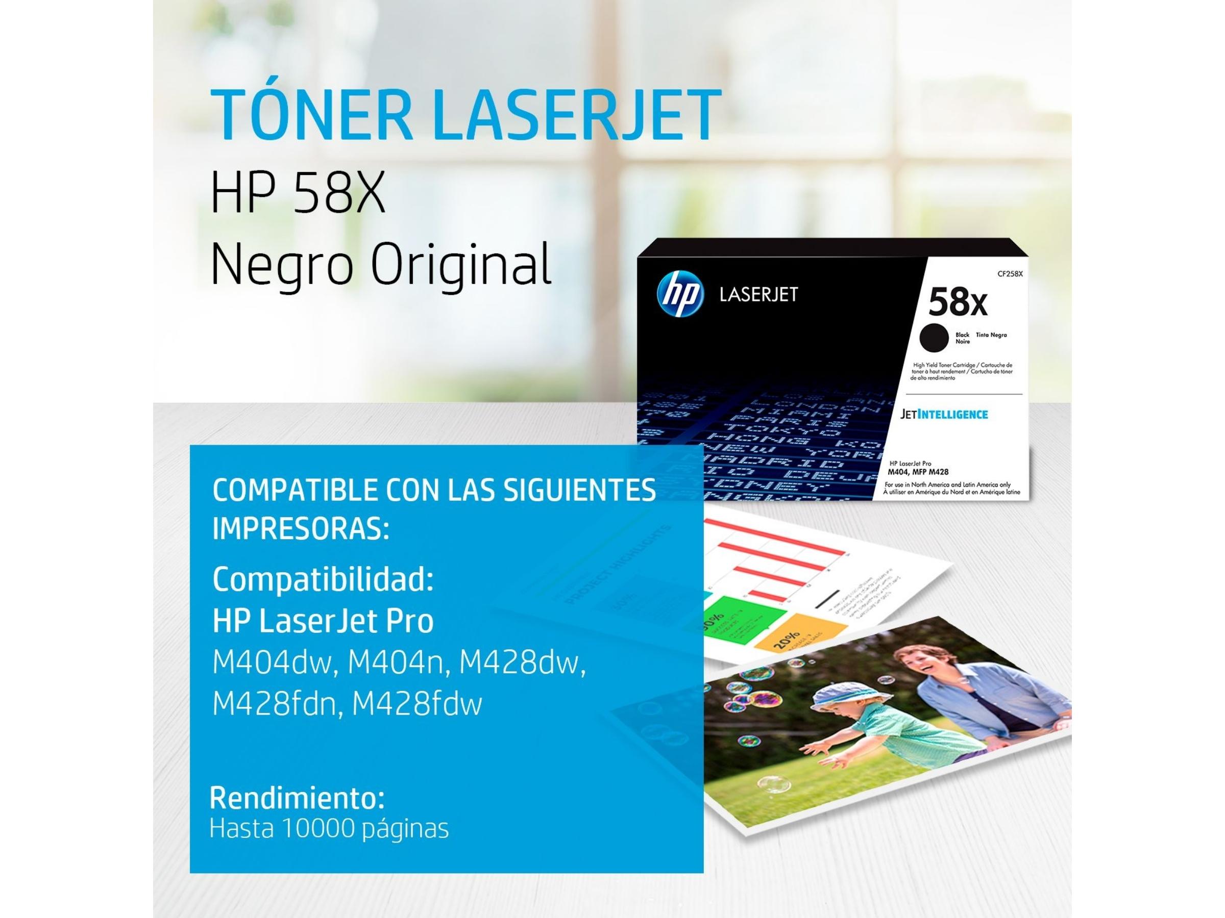 TONER HP 58X NEGRO (CF258X) LASERJET M404/M428 10.000 PG